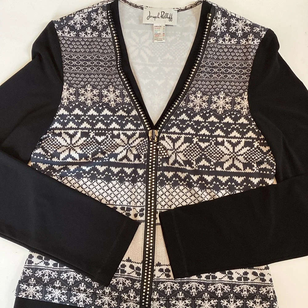 JOSEPH RIBKOFF v-neck patterned blouse (#6i) - Picture 3 of 7